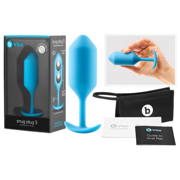 b-vibe Snug Plug 3 - dupla golyós anál dildó (180g) - kék