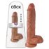 King Cock 10 herés nagy dildó (25 cm) - barna