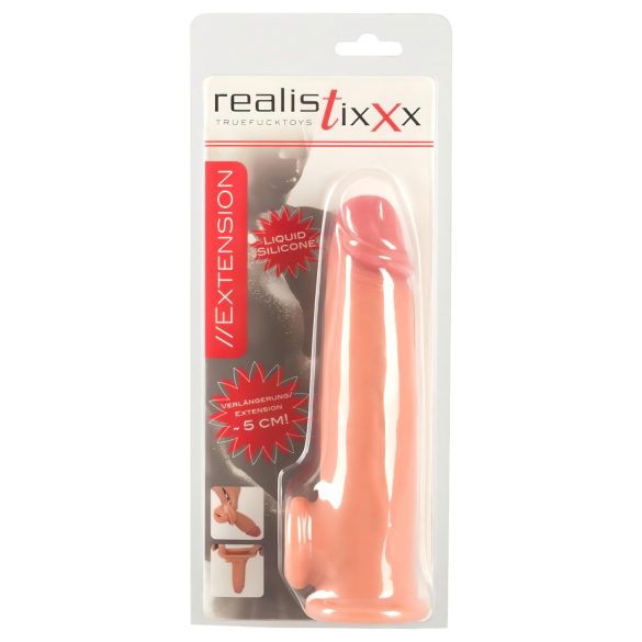 Realistixxx - heregyűrűs hosszabbító péniszköpeny - 19cm (natúr)