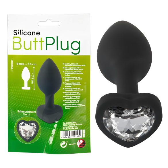 You2Toys Butt Plug - fehér köves anál dildó (fekete)