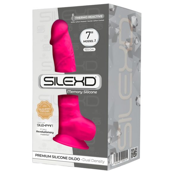 Silexd 7 - alakítható, tapadótalpas, herés dildó - 17,5cm (pink)