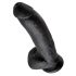 King Cock 9 - nagy tapadótalpas, herés dildó (23cm) - fekete