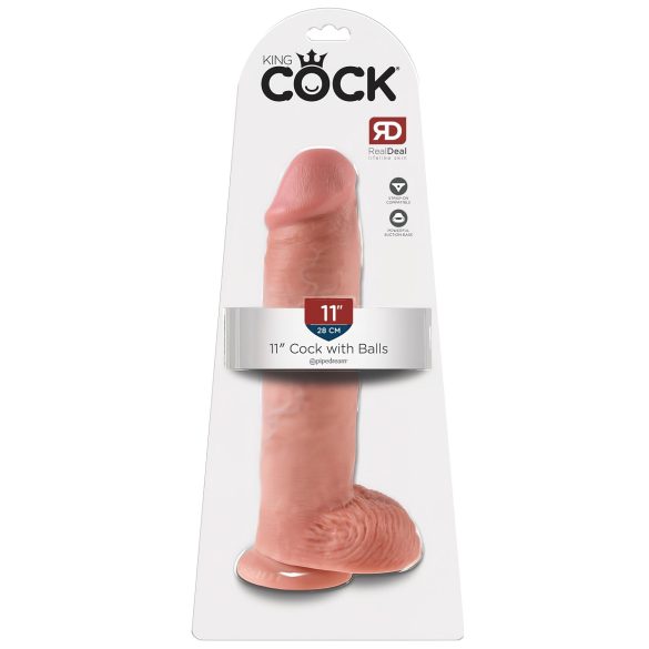 King Cock 11 - tapadótalpas, herés dildó (28cm) - natúr