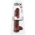 King Cock 11 - nagy tapadótalpas, herés dildó (28cm) - barna