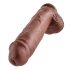 King Cock 11 - nagy tapadótalpas, herés dildó (28cm) - barna