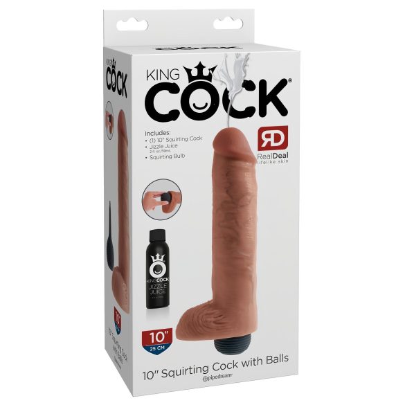 King Cock 10 - élethű spriccelő dildó (25cm) - natúr