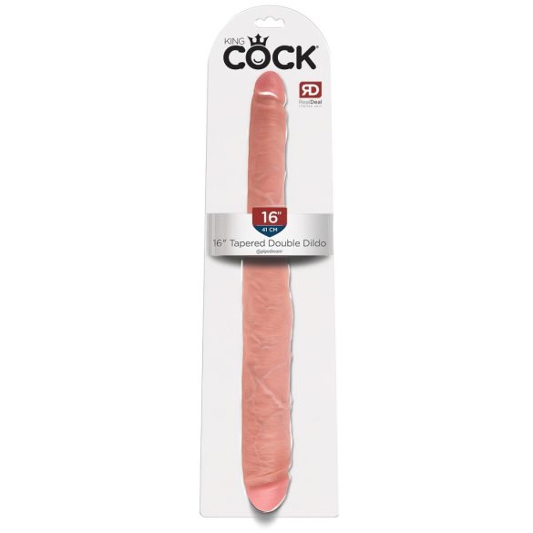 King Cock 16 Tapered - élethű dupla dildó (41cm) - natúr