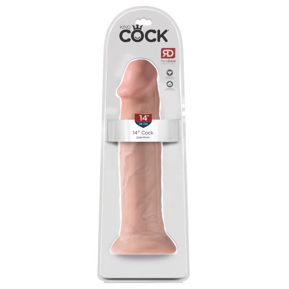 King Cock 14 - tapadótalpas, nagy dildó (36cm) - natúr